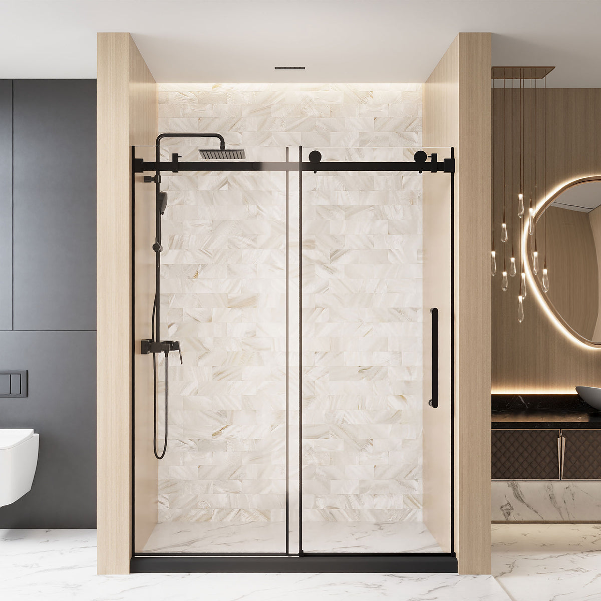 PF-100 Single Sliding Shower Door opening mechanism