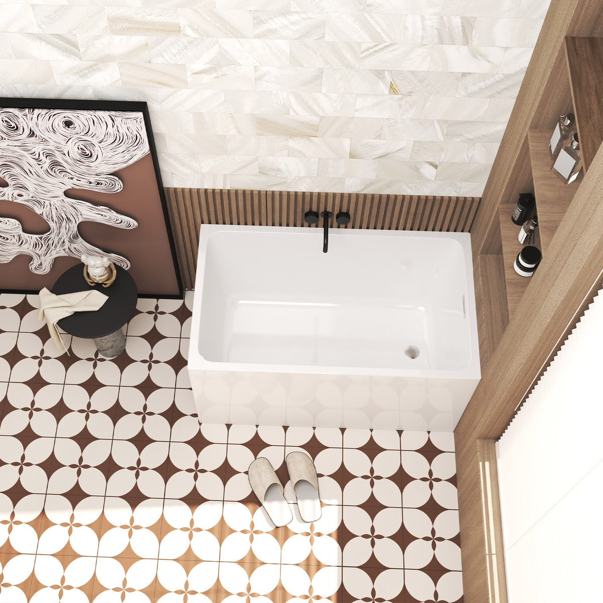 Acrylic bathtub interior and soaking profile