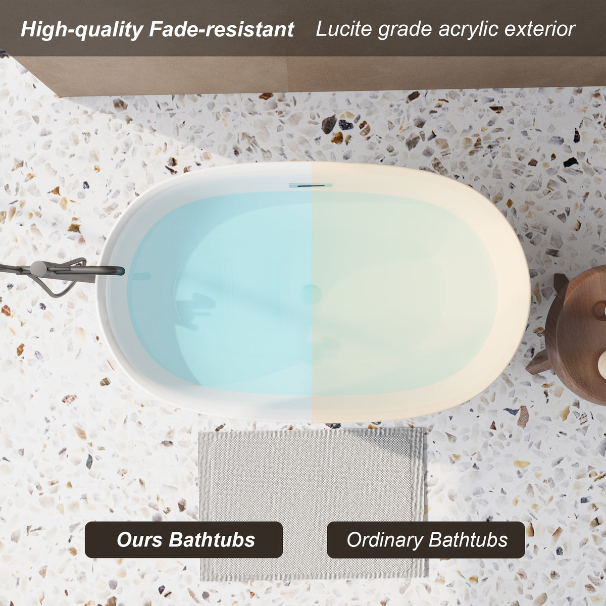Acrylic soaking bathtub heat-retention detail