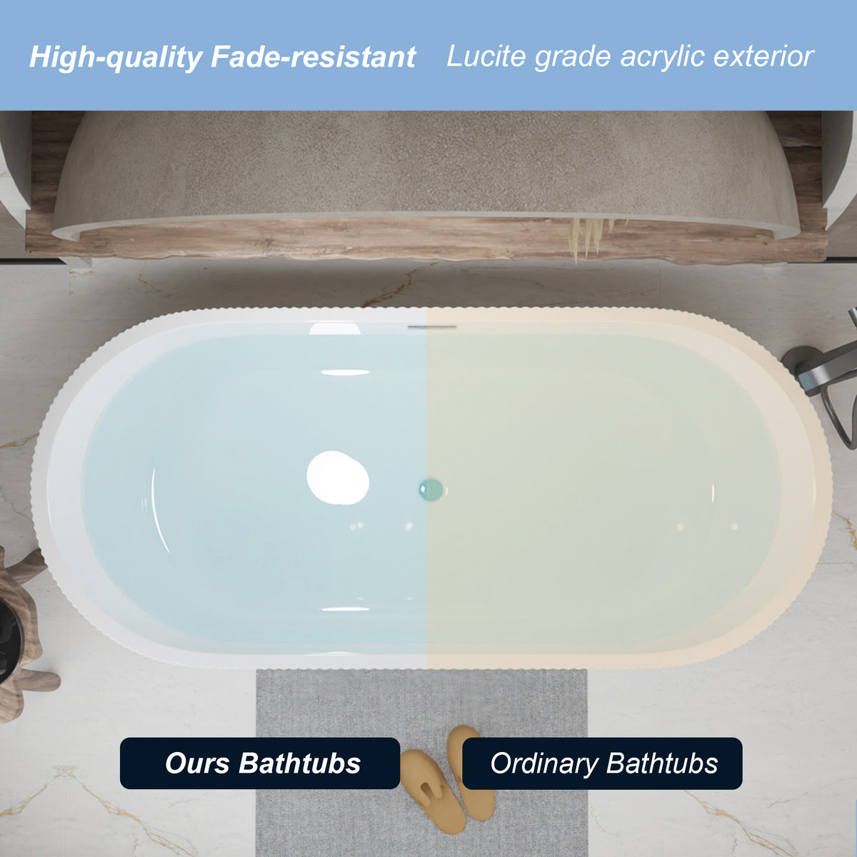 Acrylic soaking bathtub heat-retention detail