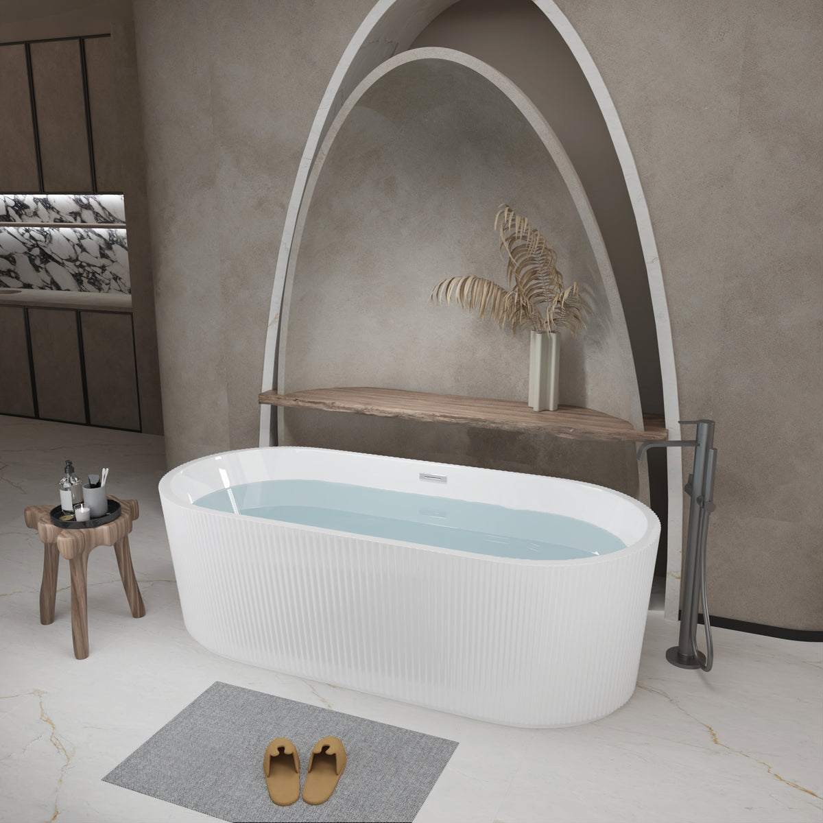 Bathtub drain overflow and plumbing components