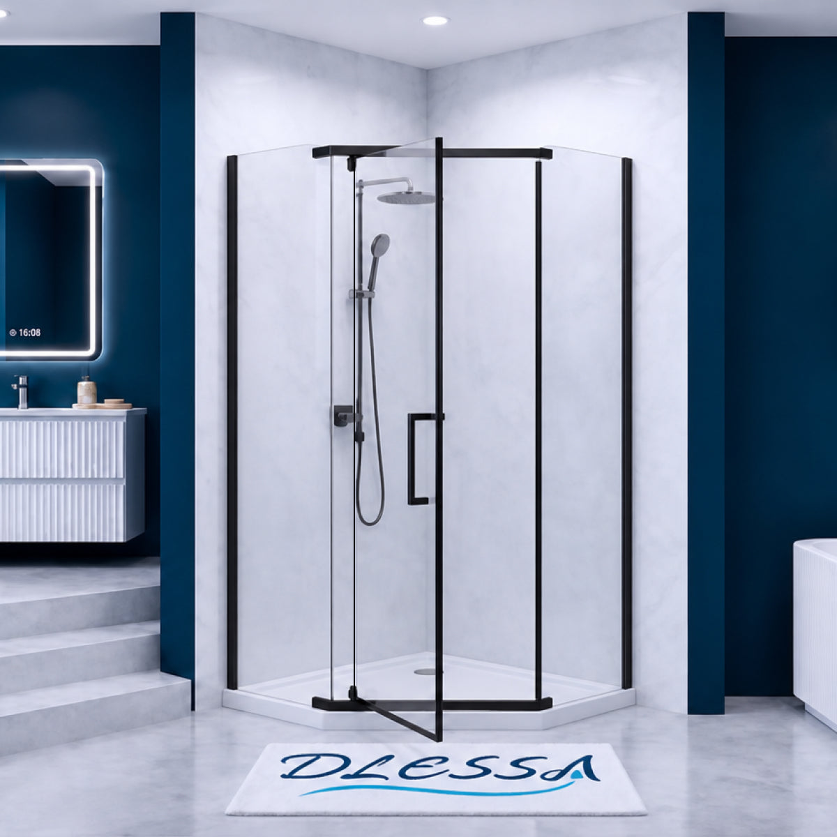 A-32 Neo-Angle Shower Enclosure hardware and frame detail