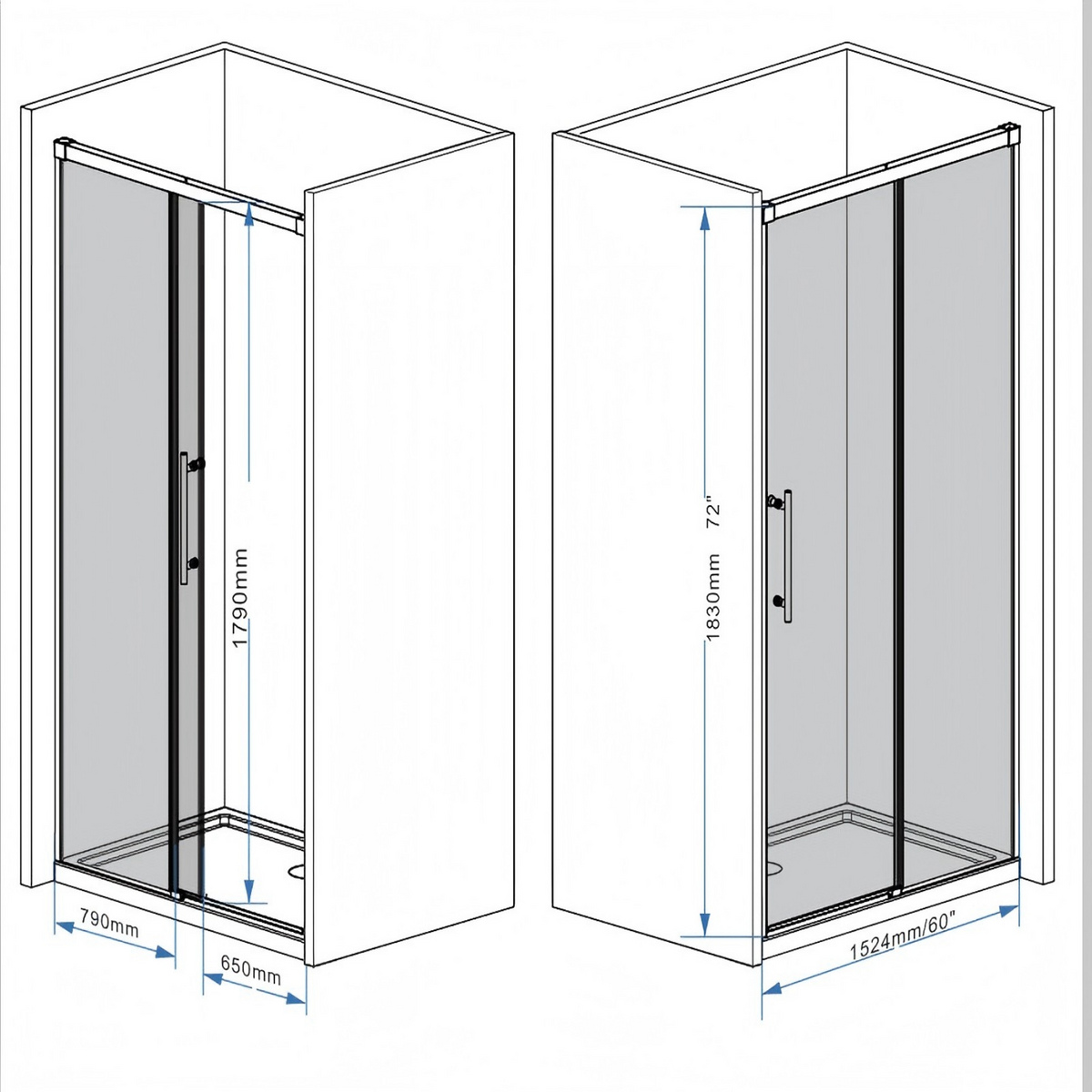 PF-129 Single sliding shower door size and glass check