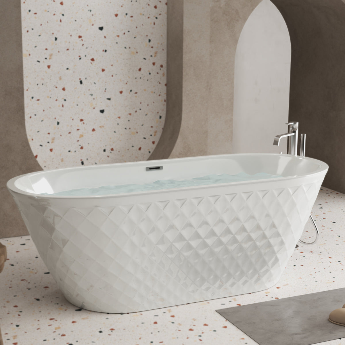DLESSA C-5288 59 in Oval Acrylic Freestanding Bathtub