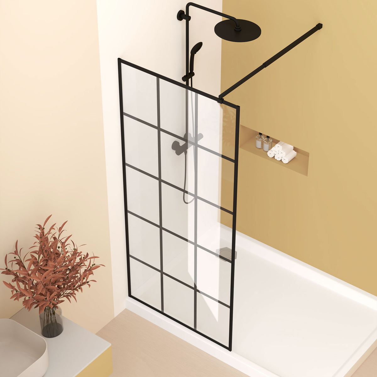 PF-101 DLESSA PF-101 34 x 72 in Framed Shower Panel hardware and frame detail