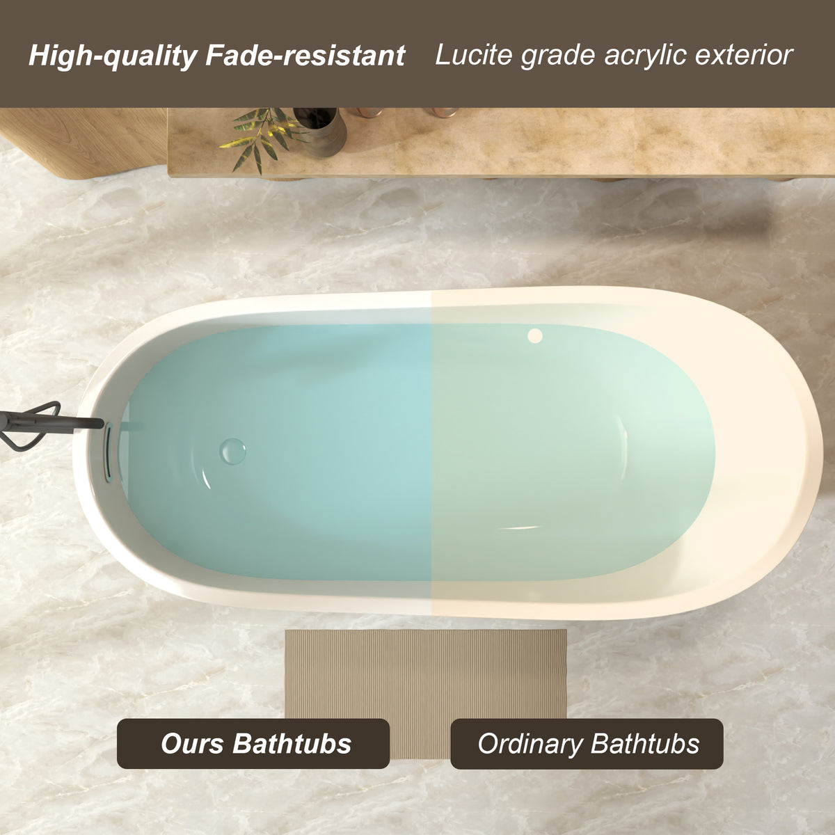Acrylic bathtub interior and soaking profile