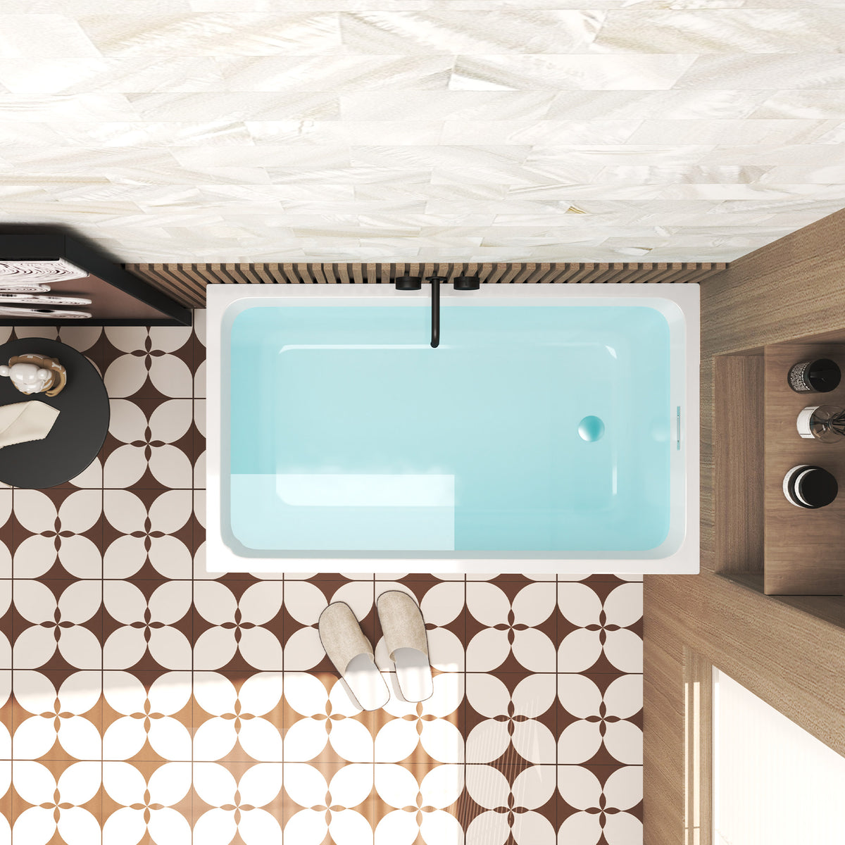 Acrylic soaking bathtub heat-retention detail