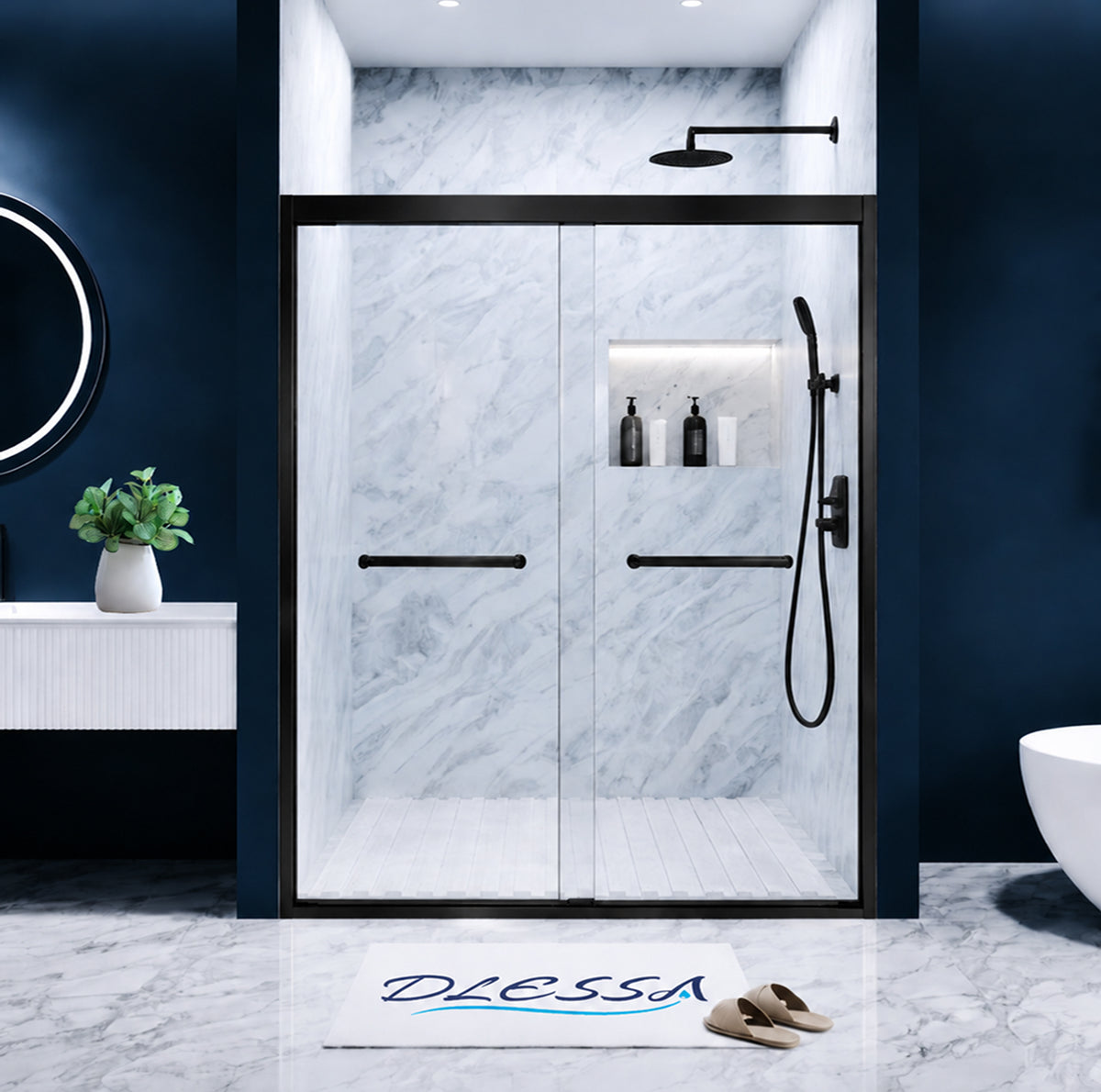 PF-133 Double sliding shower door double sliding entry