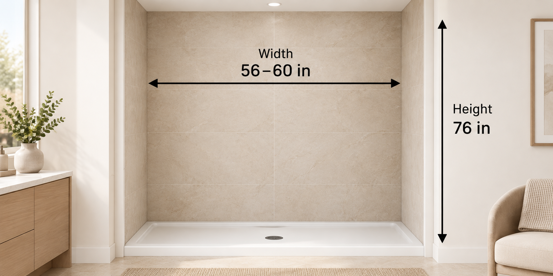 Shower door opening width and height measurement guide